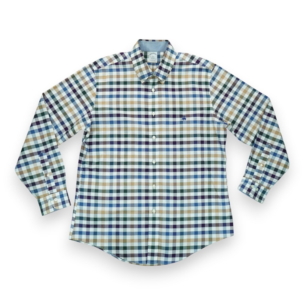 Brooks Brothers 1818 Regent Shirt Mens Plaid Size Large 100% Supima Cotton ~ EUC